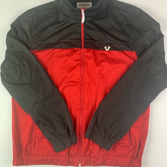 TRUE RELIGION Mens Full Zip Track Jacket Size XXL Red/Black - Picture 2 of 10